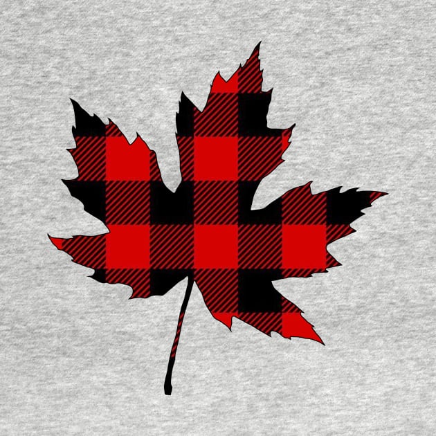 Red Plaid Maple Leaf by ACGraphics